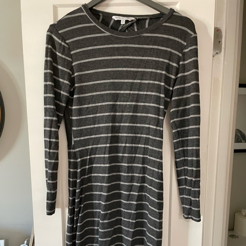 Cupcakes and Cashmere Gray Striped Dress medium